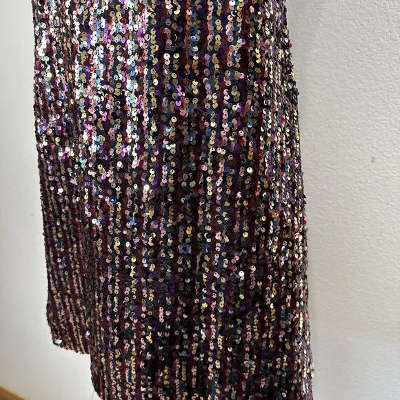 Zara Dress Women Size Medium Rainbow Sequin Mini Tank Party Glitter Disco - Picture 7 of 16
